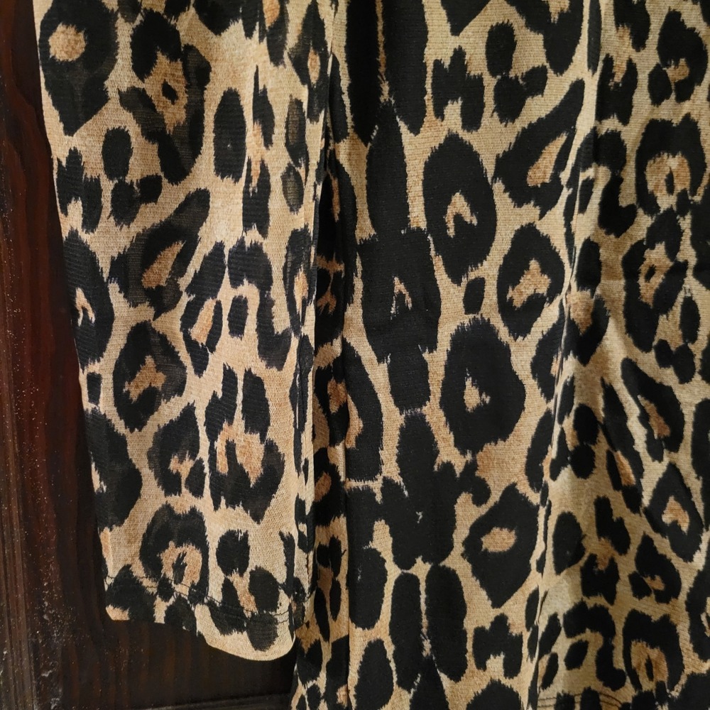 INC International Concepts Leopard Print Mesh Sleeves 3/4 Sleeve Top Women M - Picture 3 of 10